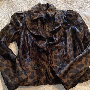 Animal print faux fur jacket